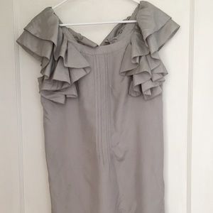 Anthropologie Floreat Gray Ruffle Dress 8