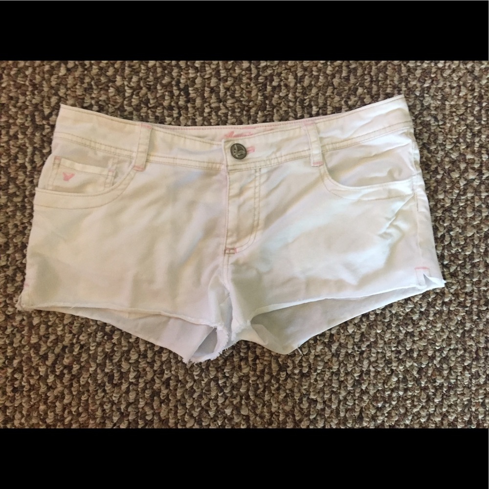 American eagle white denim shorts