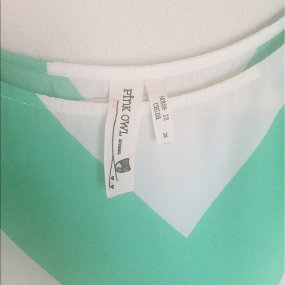 Ivy & Leo Sea Foam Green and White Chevron Blouse - Picture 3 of 3