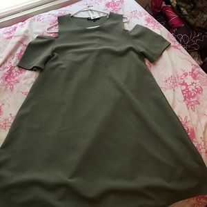Green Open Shoulder Dress