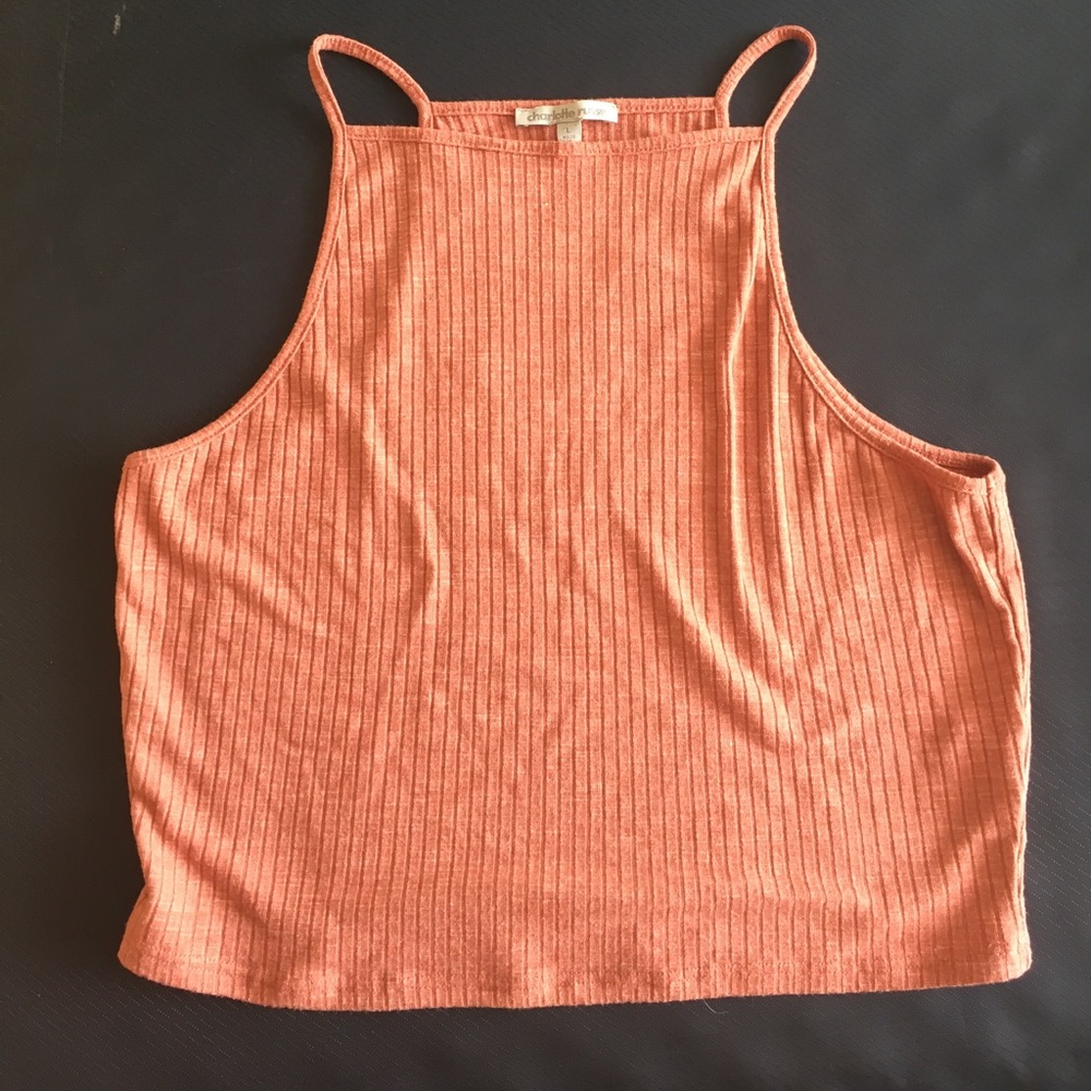 Charlotte Russe pink halter crop top