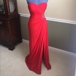Long Red Prom Dress with Side and Back Cutouts
