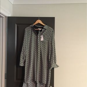NWT DVF button front silk shirt dress