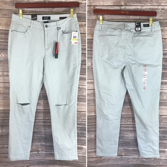 Earl Jeans Denim - Earl Jean Gray Ankle Skinny Distressed Ripped Knee