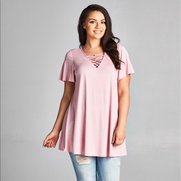 PLUSKalala Criss Cross Blush Jersey Top - Picture 3 of 3