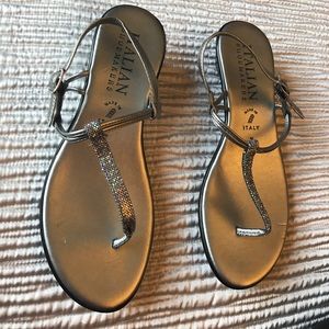 Silver Thong Sandals