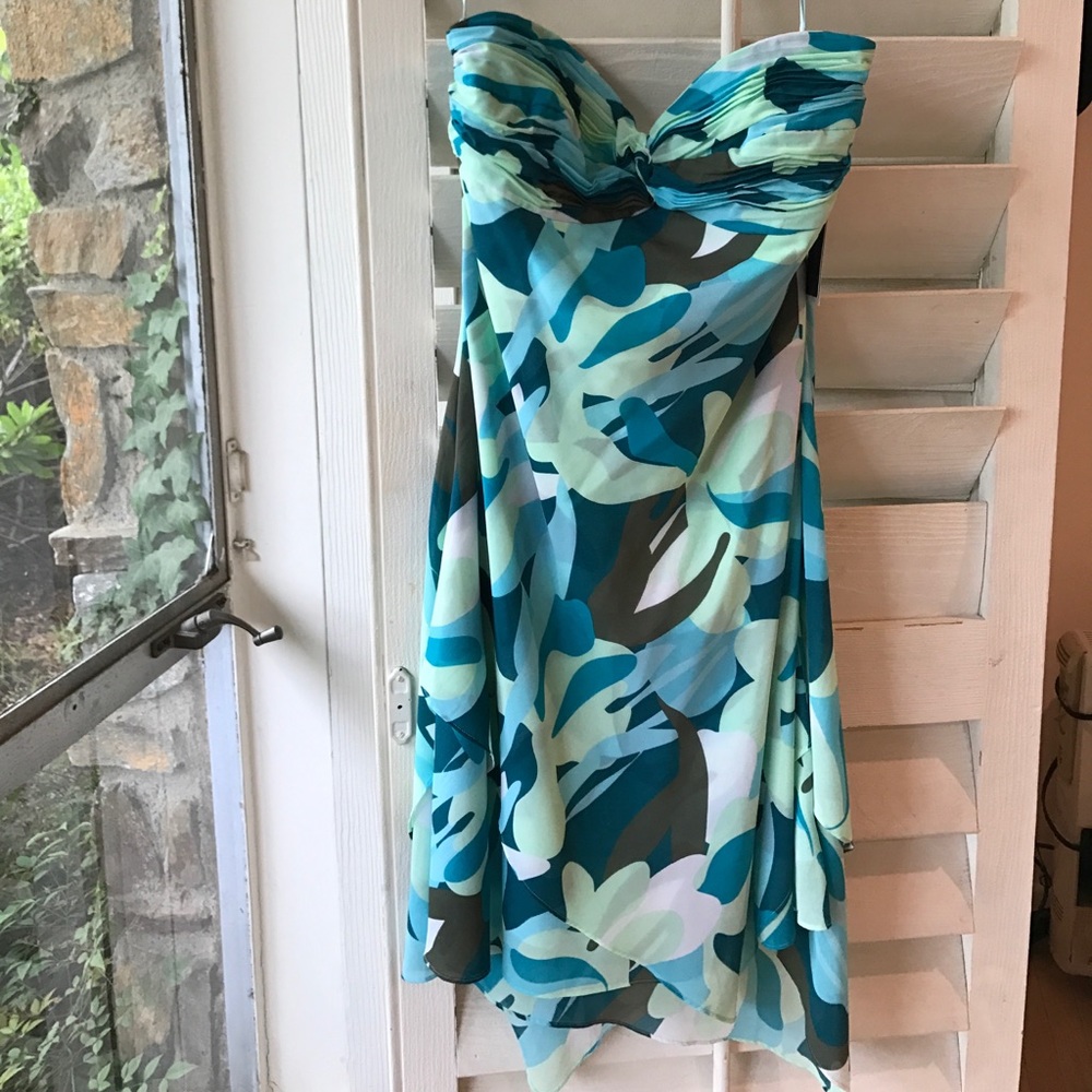 Kenneth Cole strapless asymmetrical dress!