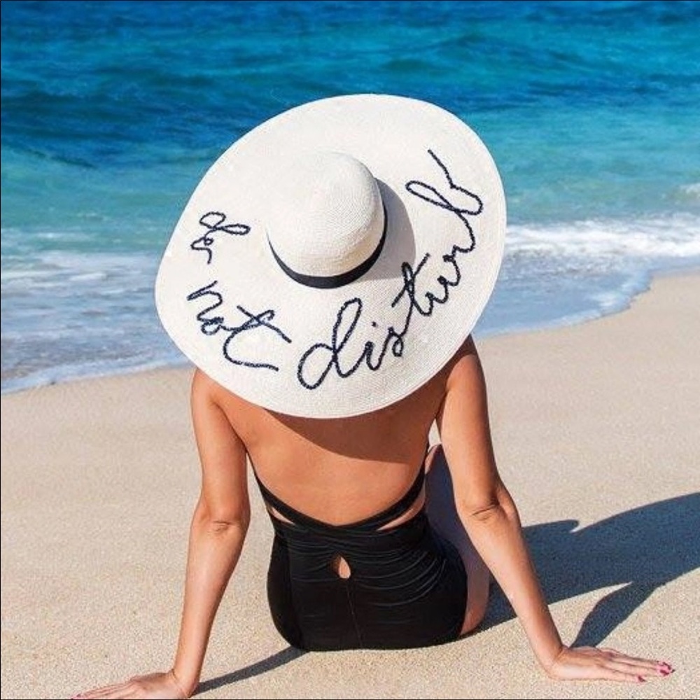 Sequined "do not disturb" floppy sun hat!! - Picture 5 of 8
