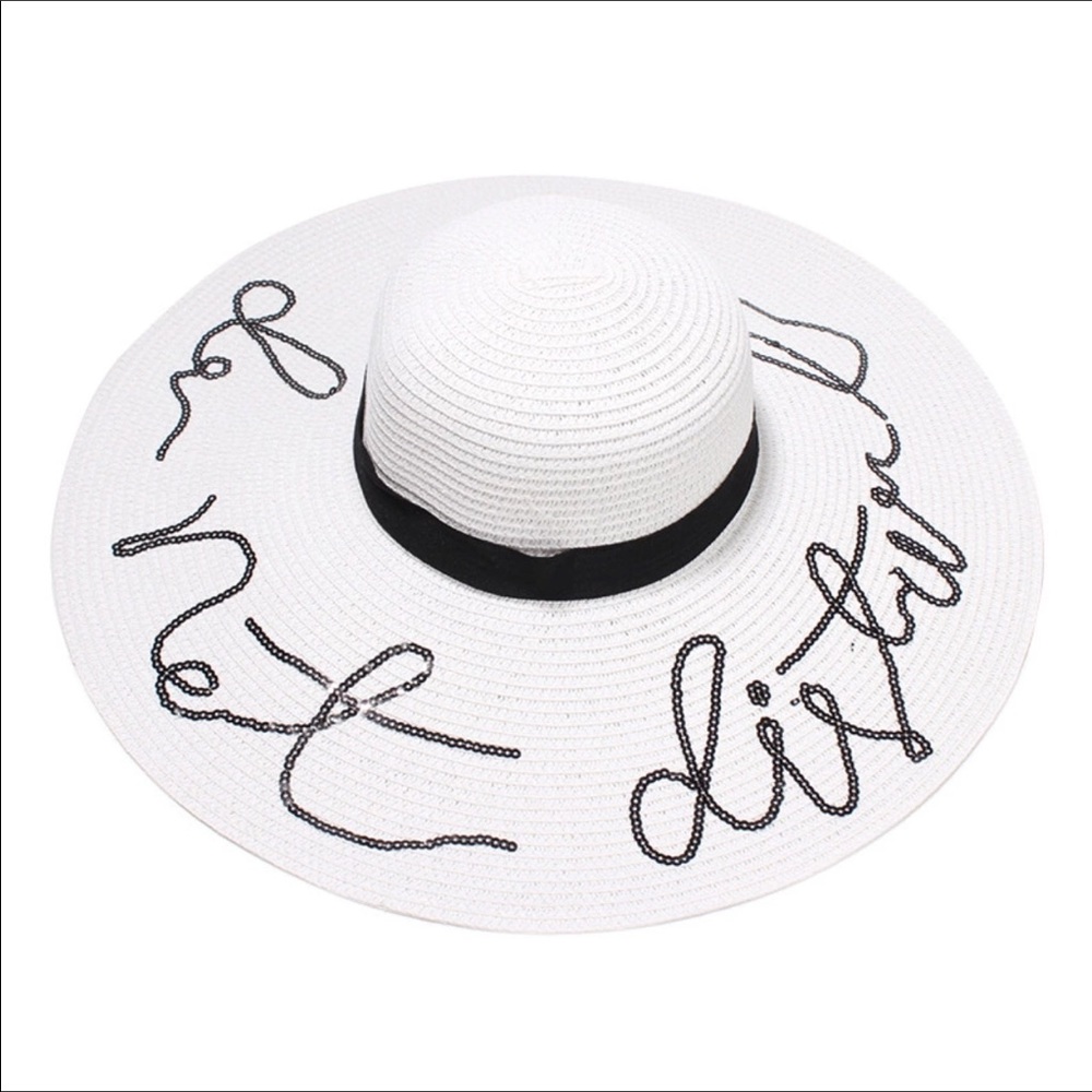 Sequined "do not disturb" floppy sun hat!! - Picture 6 of 8