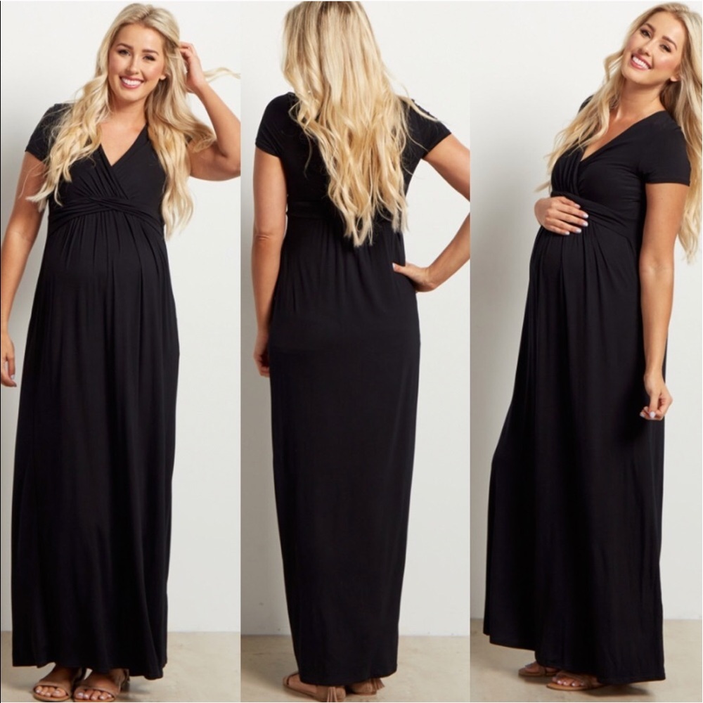 Pink Blush Black Maternity Maxi