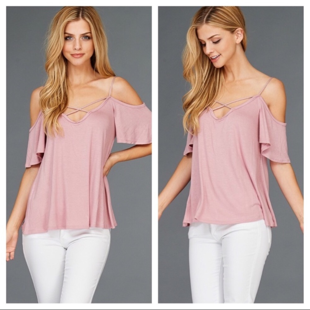 Mauve Cold Shoulder Top