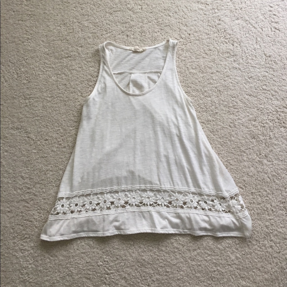 Cream tank with with lace stripe