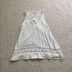 Cream tank with with lace stripe