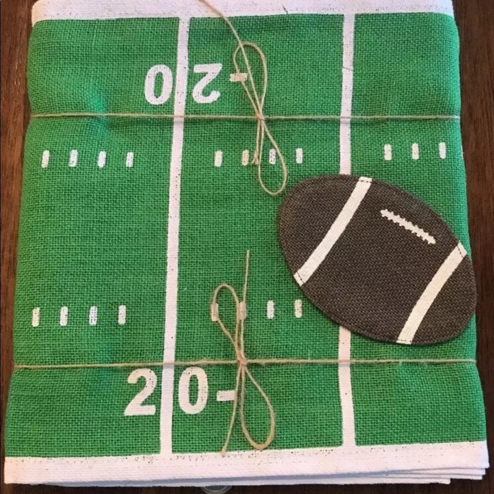 Football Field Table Runner Cloth & Coasters Game