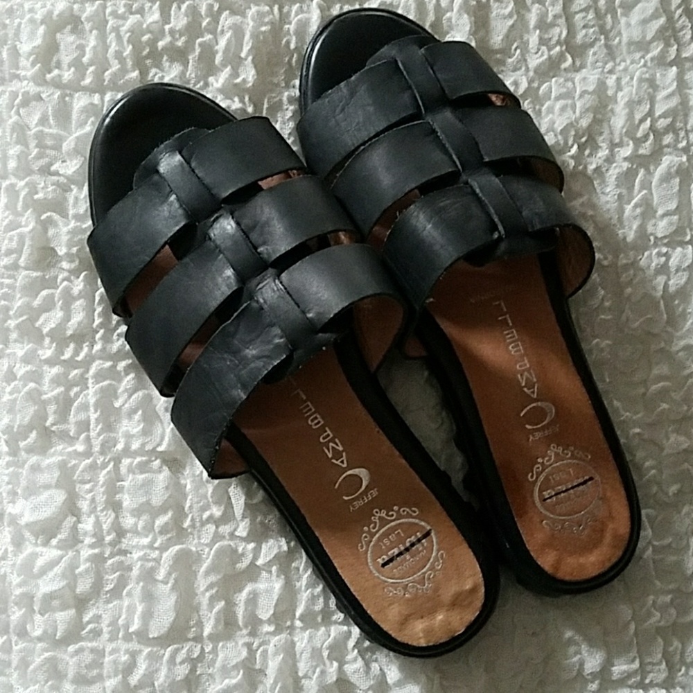 New Jeffrey Campbel leatherl slide sandals