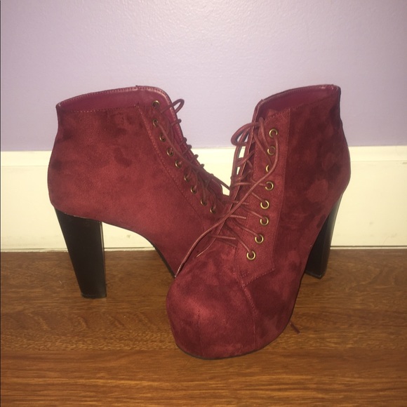 Burgundy Heeled Boots - Picture 1 of 3