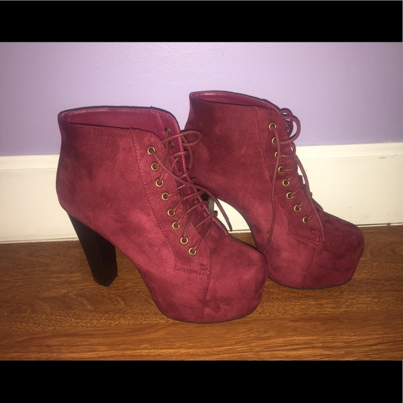 Burgundy Heeled Boots - Picture 3 of 3