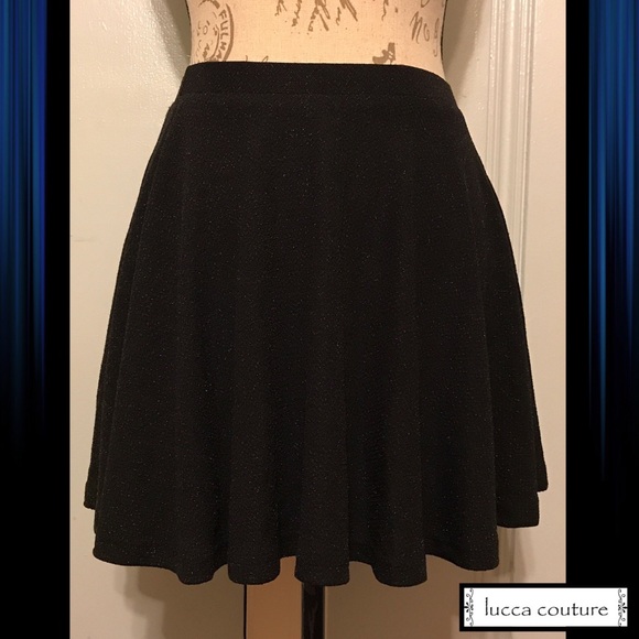 LUCCA COUTURE Foxy Black Metallic Circle Skirt - Picture 1 of 5