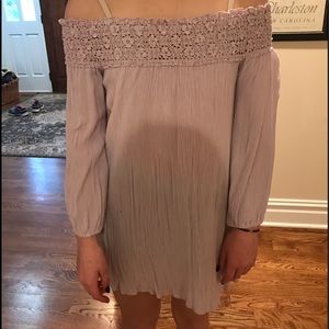 Lavender off the shoulder dress