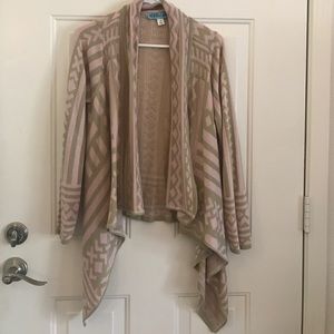 Pink and tan open sweater