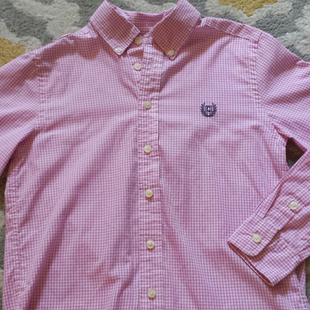 CHAPS Pink & White Gingham Button Down
