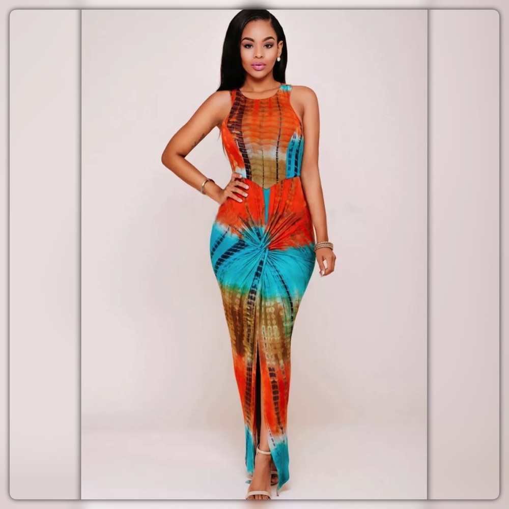 Sz M-L-XL Tye Die Maxi Dress - Picture 3 of 5