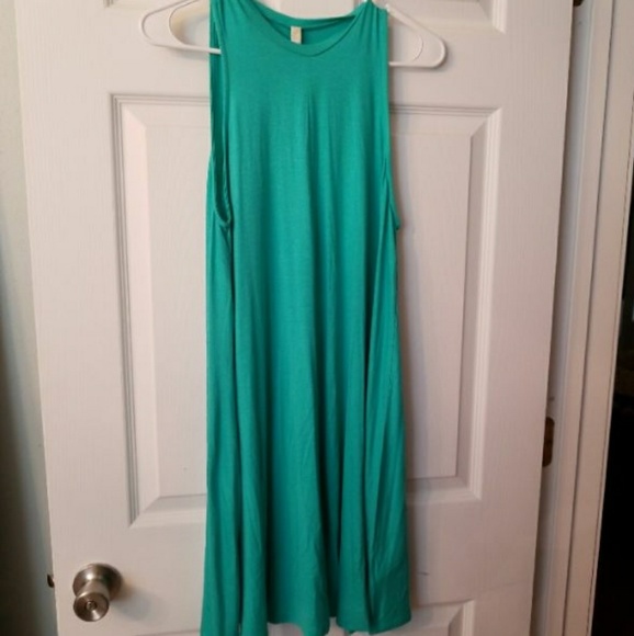 Aqua Sleeveless Swing Dress - Picture 2 of 2