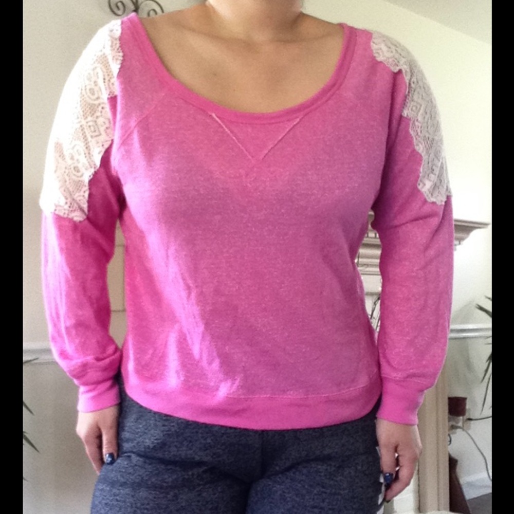 Lace Shoulder Sweatshirt