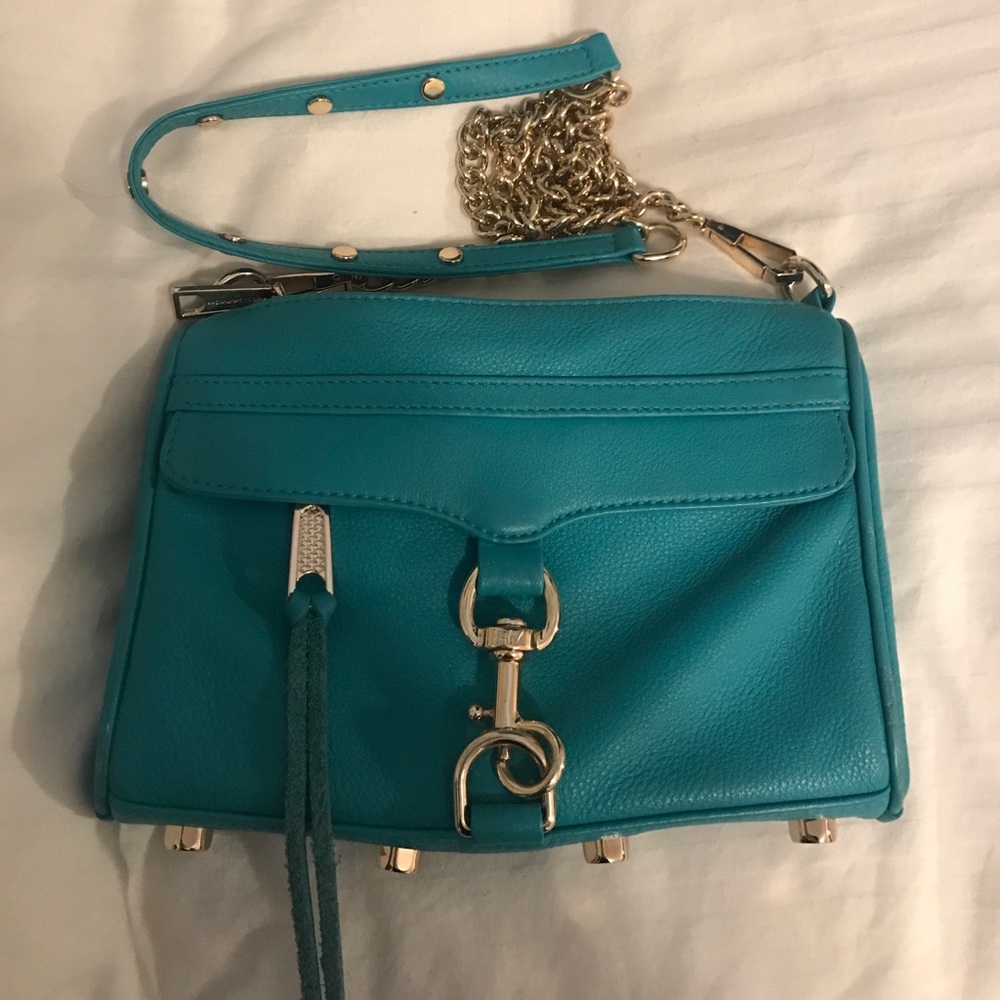 Rebecca Minkoff teal Mini Mac crossbody bag