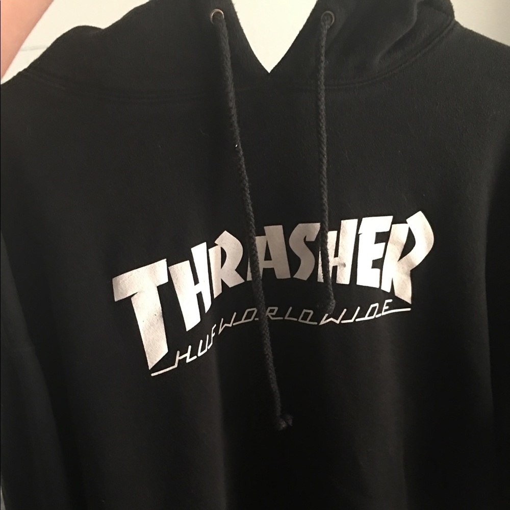 ThrasherxHuf satanic hoodie in black men's xxl