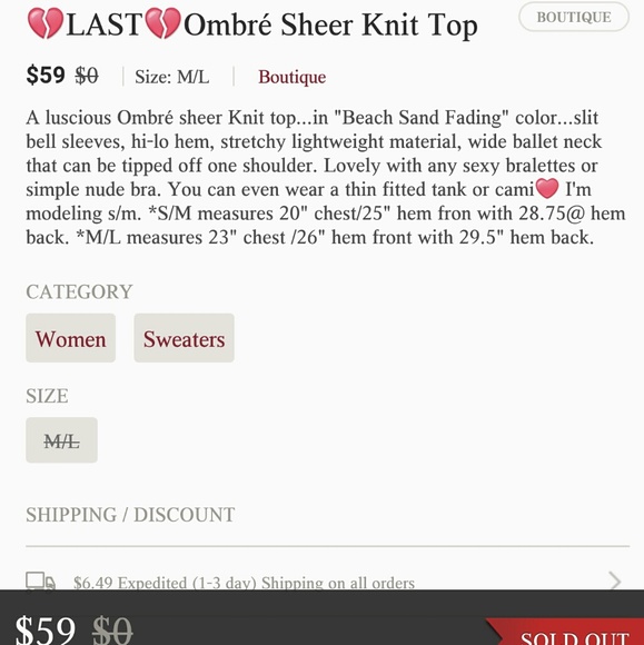 🚫SOLD IN A BUNDLE🚫NWOT OMBRE SHEER TOP!! - Picture 5 of 8