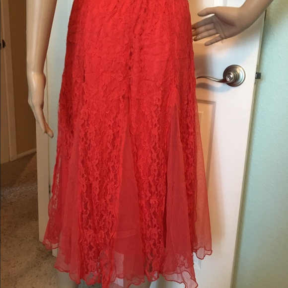 NWOT Red lace nylon skirt - Picture 1 of 2