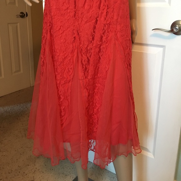 NWOT Red lace nylon skirt - Picture 2 of 2