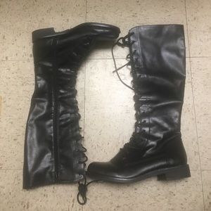 Forever 21 Knee High Black Zip/Lace ups