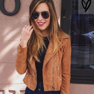 Lulus Tan Suede Moto Jacket Motorcycle