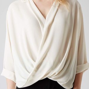 TOPSHOP Formal Drape Front Chiffon Blouse Hi Low