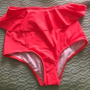 Kortni Jeane Peplum Bottoms - Small/Neon Coral