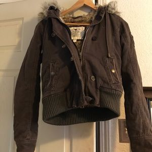 Abercrombie & fitch small brown faux fur jacket