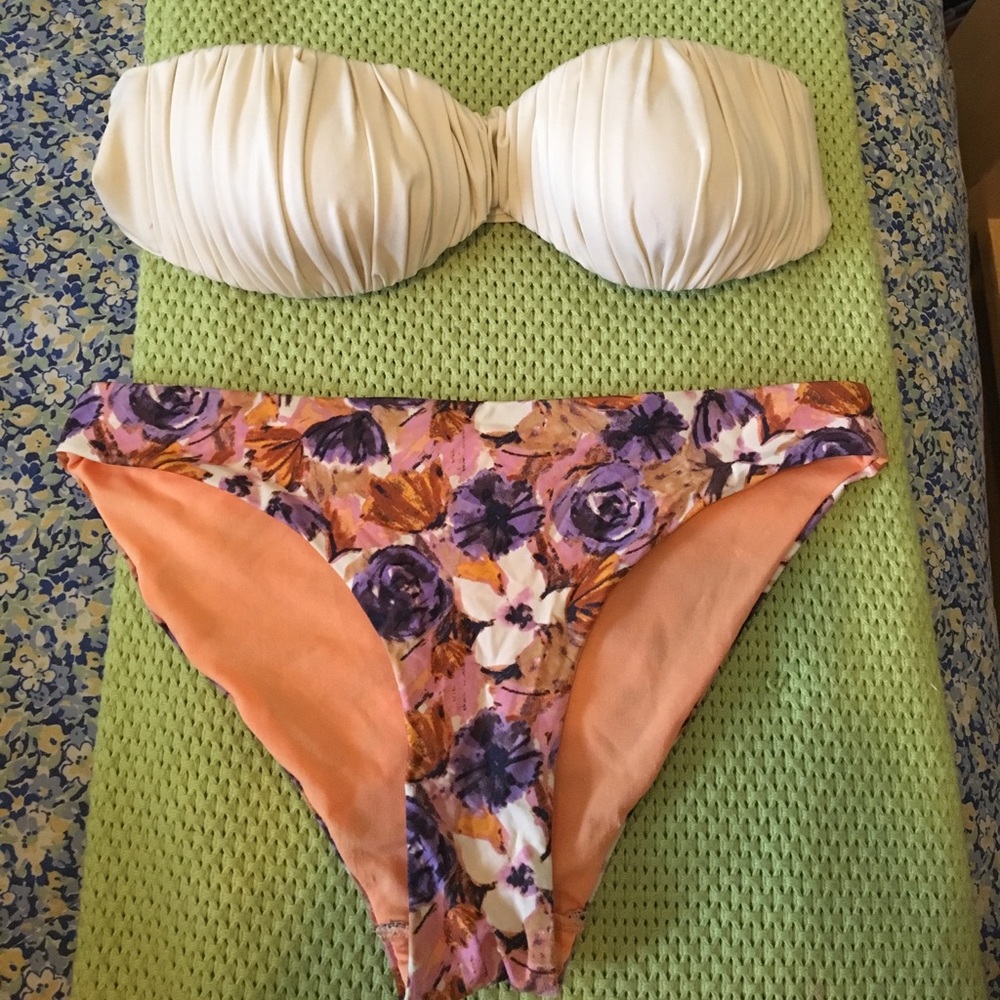 H&M orange, purple and cream bikini set!