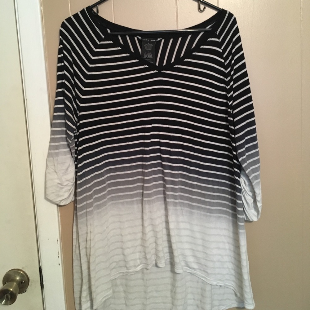 Black to white hombre long sleeve blouse.