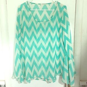 Long Sleeve Chevron Blouse