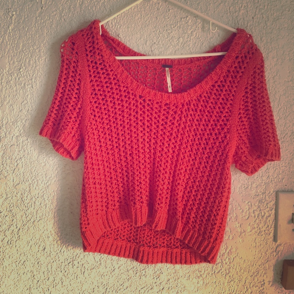 Free people crochet crop sweater small