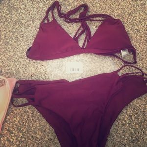 Swimsuit. Wine red. Large.