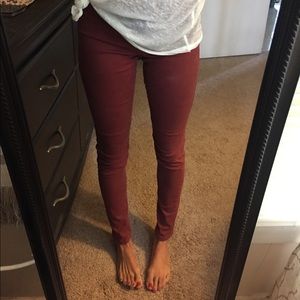 Dark red skinny jeans