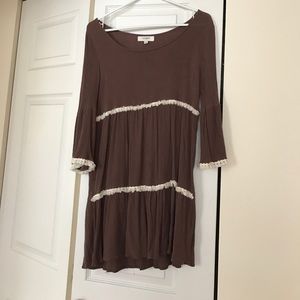Brown Dress with Fringe Detail