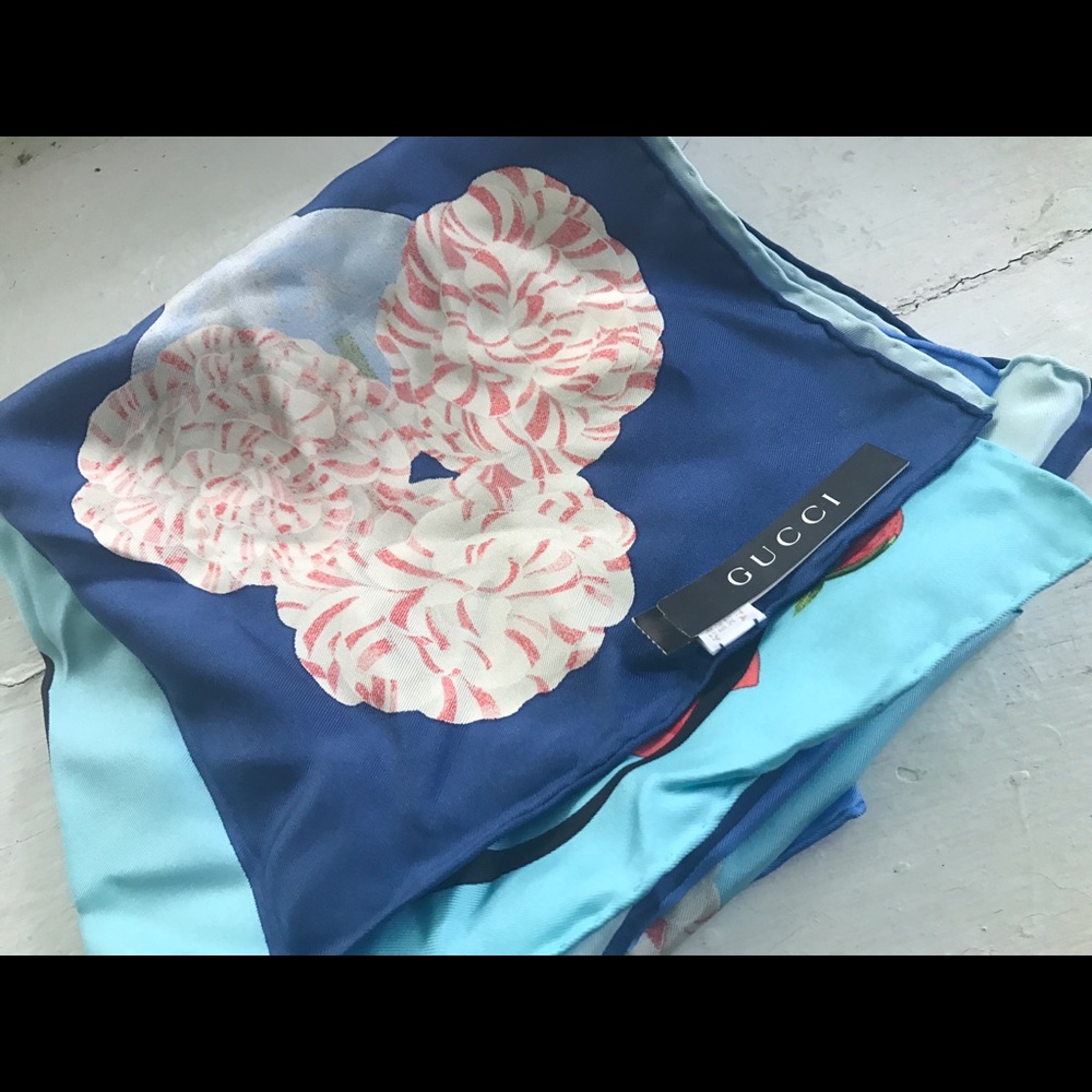 blue Gucci silk scarf
