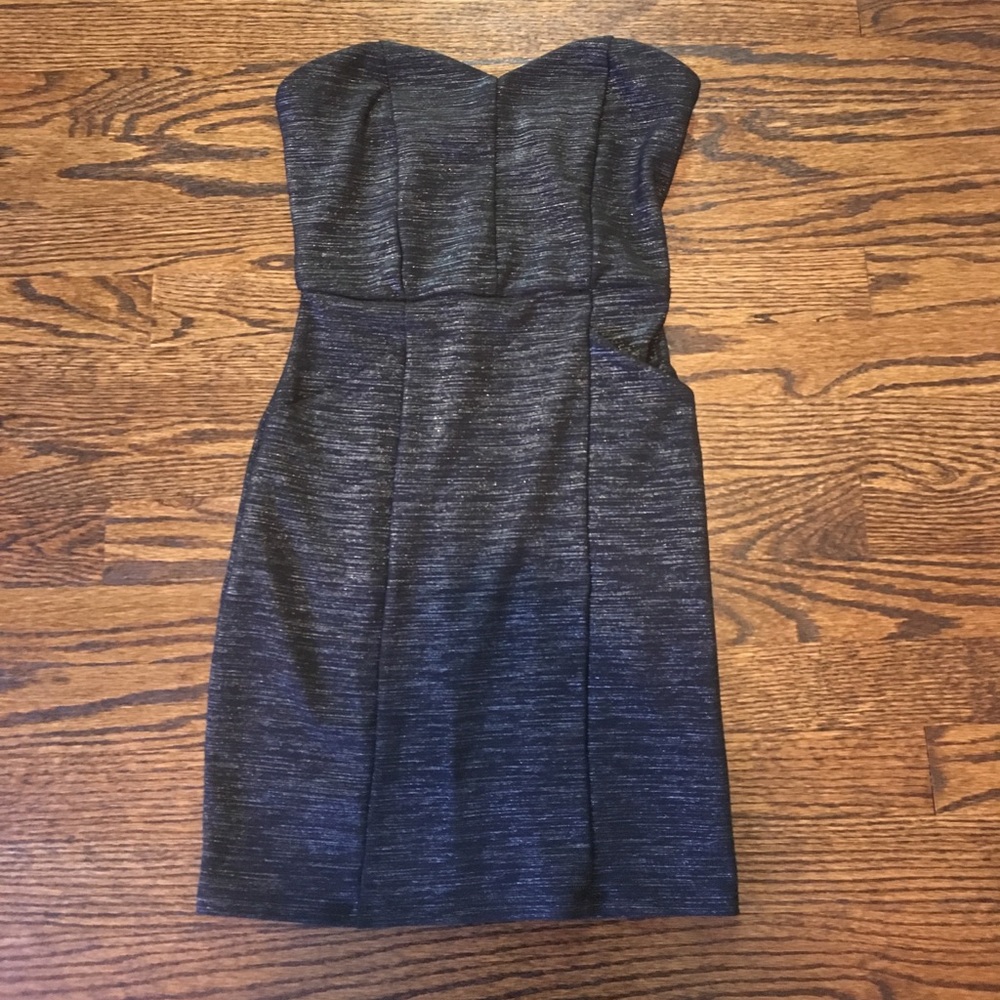 Black strapless body con formal dress