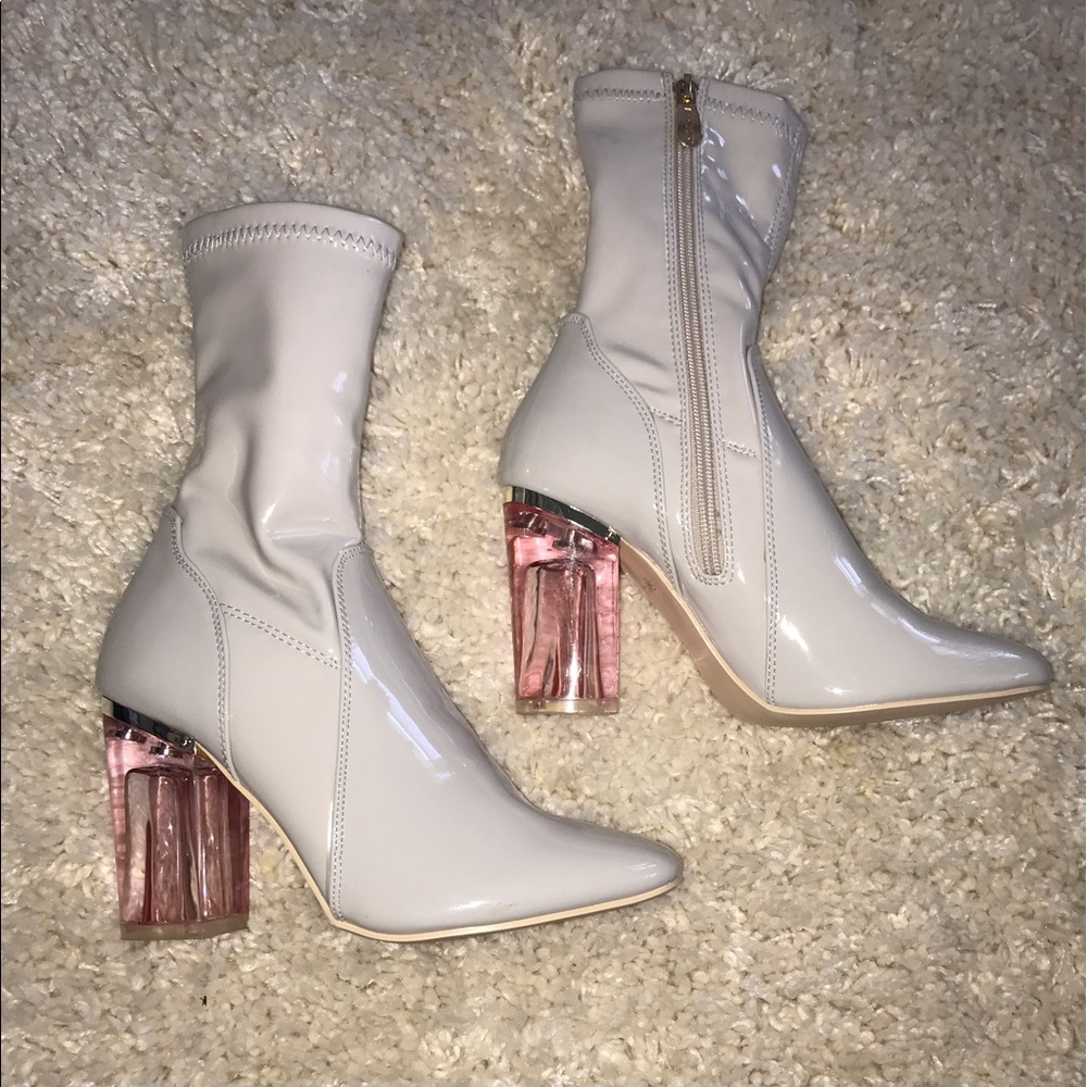 Clear heal Perspex grey booties