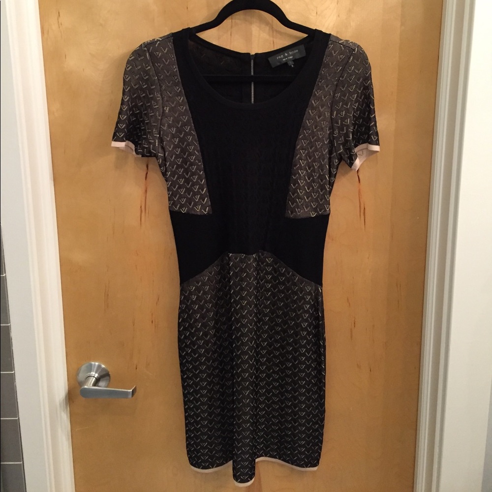 Rag & Bone knitted Black and Tan dress LBD