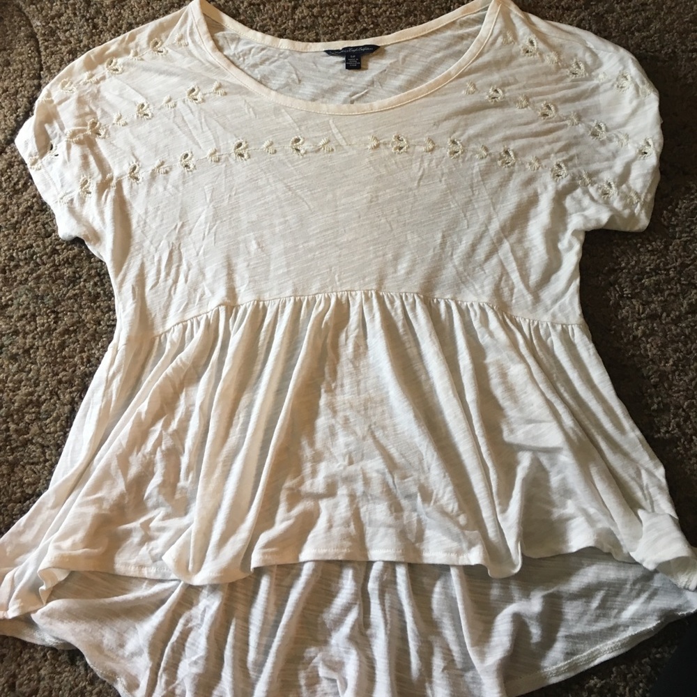 cream flowy shirt